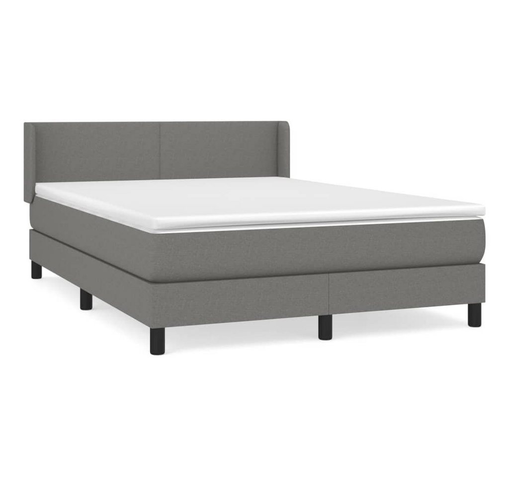 furnicato Bett Boxspringbett mit Matratze Dunkelgrau 140x200 cm Stoff von furnicato