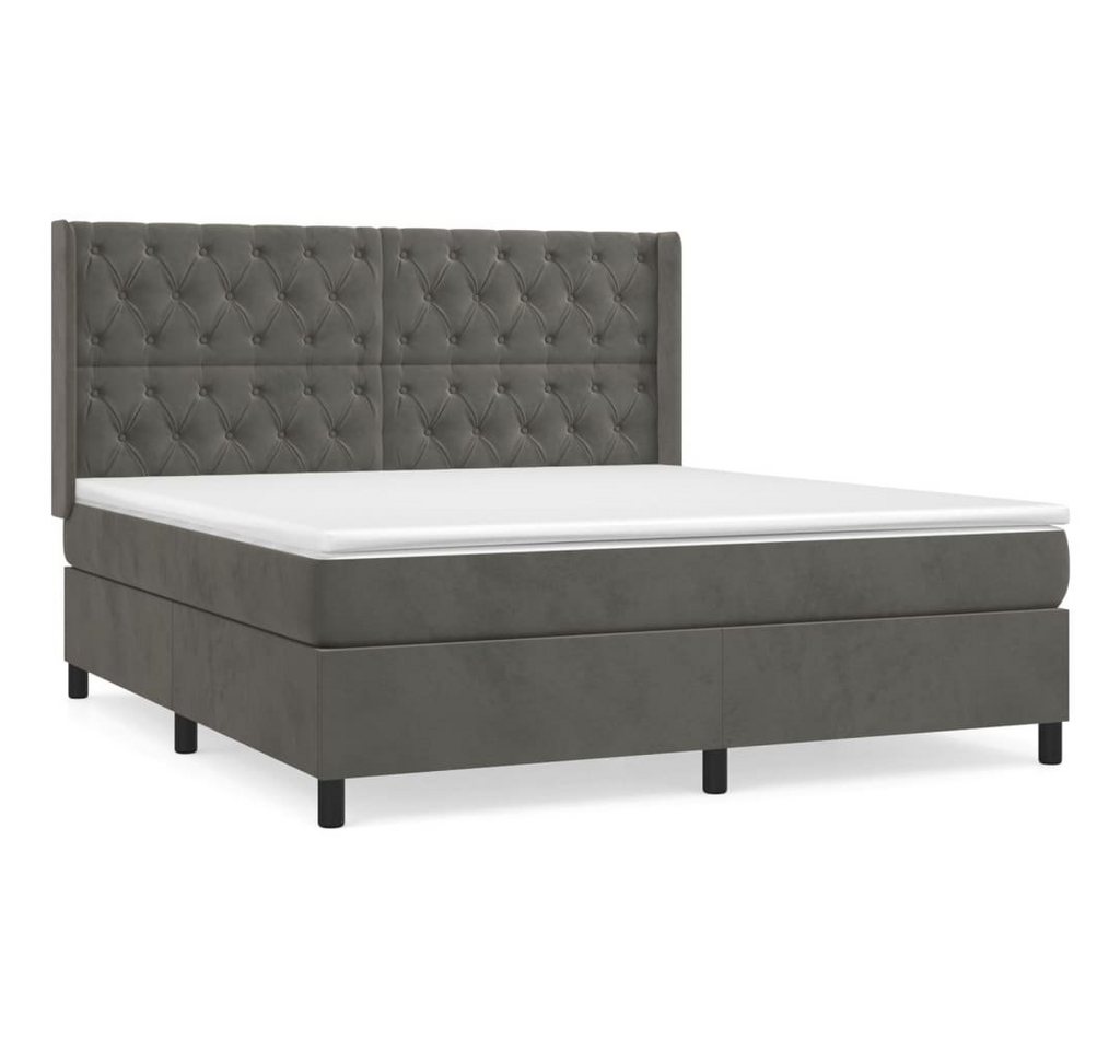 furnicato Bett Boxspringbett mit Matratze Dunkelgrau 160x200 cm Samt (1-tlg) von furnicato