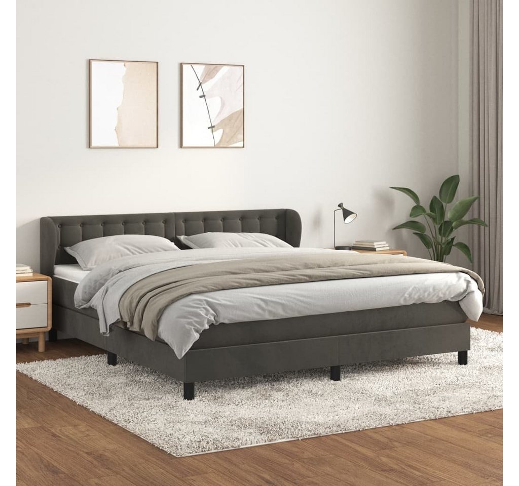 furnicato Bett Boxspringbett mit Matratze Dunkelgrau 180x200 cm Samt von furnicato