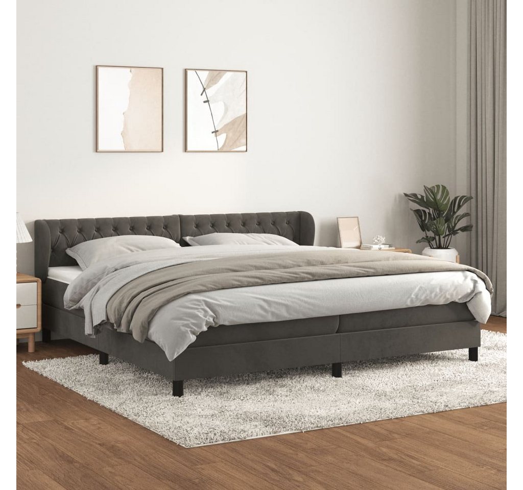 furnicato Bett Boxspringbett mit Matratze Dunkelgrau 200x200 cm Samt von furnicato