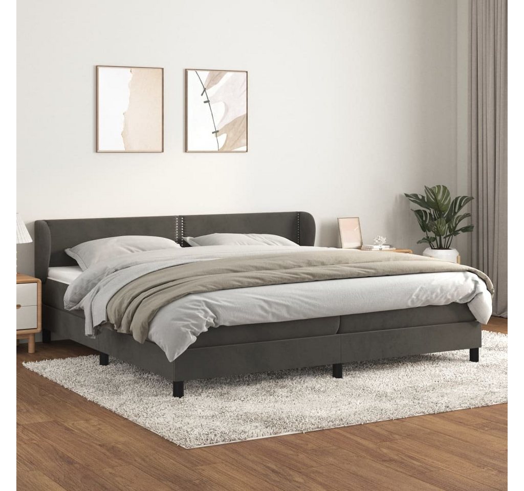 furnicato Bett Boxspringbett mit Matratze Dunkelgrau 200x200 cm Samt von furnicato