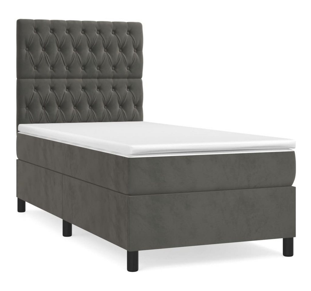 furnicato Bett Boxspringbett mit Matratze Dunkelgrau 80x200 cm Samt (1-tlg) von furnicato