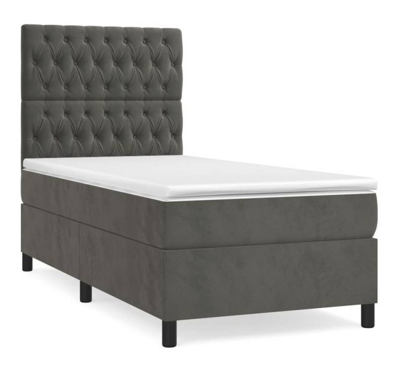 furnicato Bett Boxspringbett mit Matratze Dunkelgrau 80x200 cm Samt (1-tlg) von furnicato