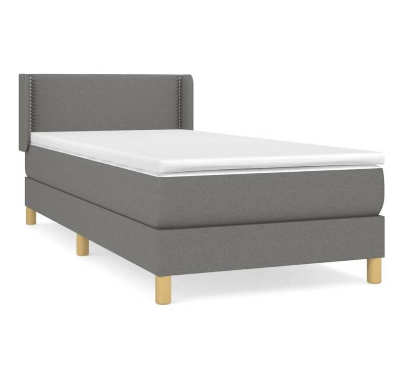furnicato Bett Boxspringbett mit Matratze Dunkelgrau 90x200 cm Stoff von furnicato