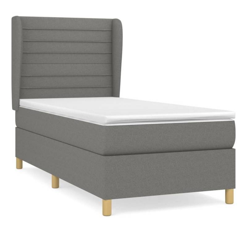 furnicato Bett Boxspringbett mit Matratze Dunkelgrau 90x200 cm Stoff von furnicato