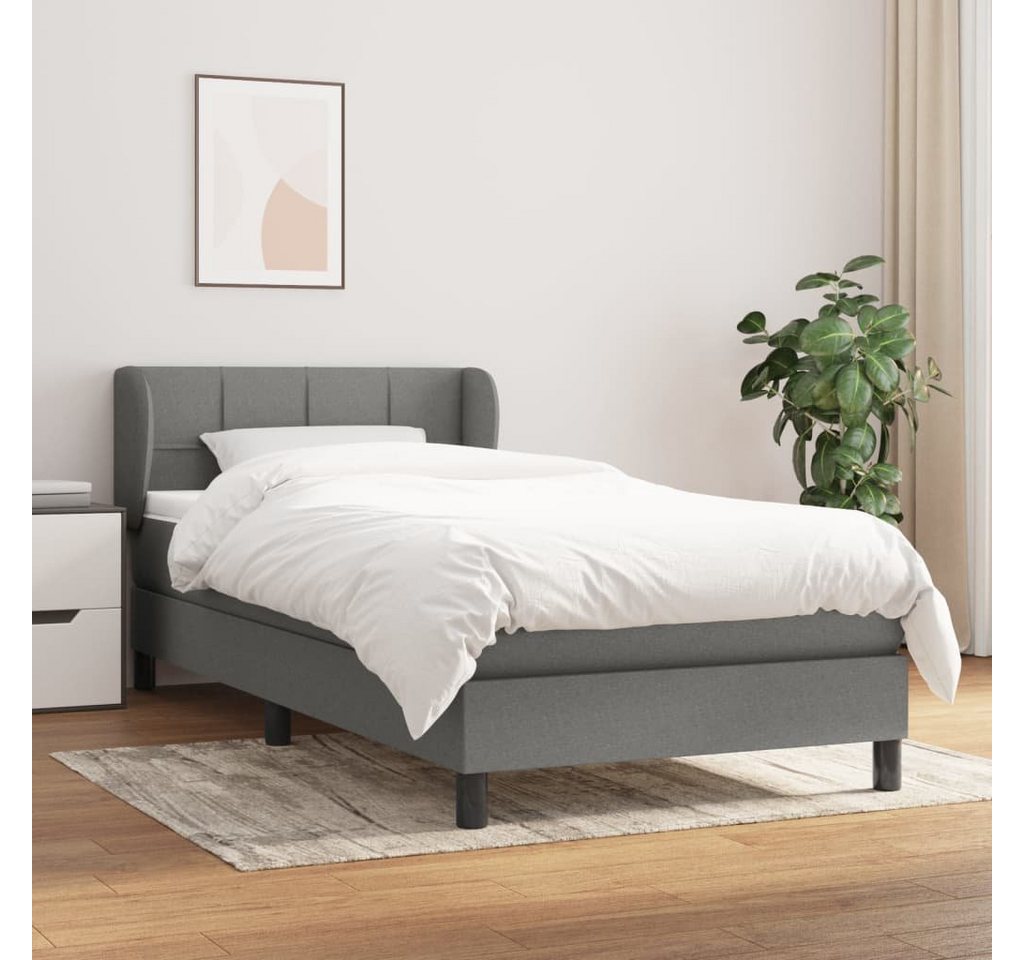 furnicato Bett Boxspringbett mit Matratze Dunkelgrau 90x200 cm Stoff von furnicato