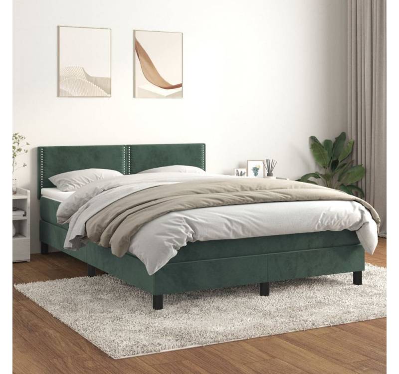 furnicato Bett Boxspringbett mit Matratze Dunkelgrün 140x200 cm Samt von furnicato