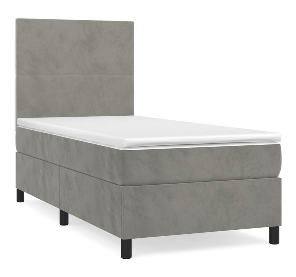 furnicato Bett Boxspringbett mit Matratze Hellgrau 100x200 cm Samt von furnicato