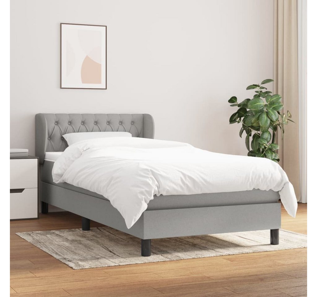 furnicato Bett Boxspringbett mit Matratze Hellgrau 100x200 cm Stoff von furnicato