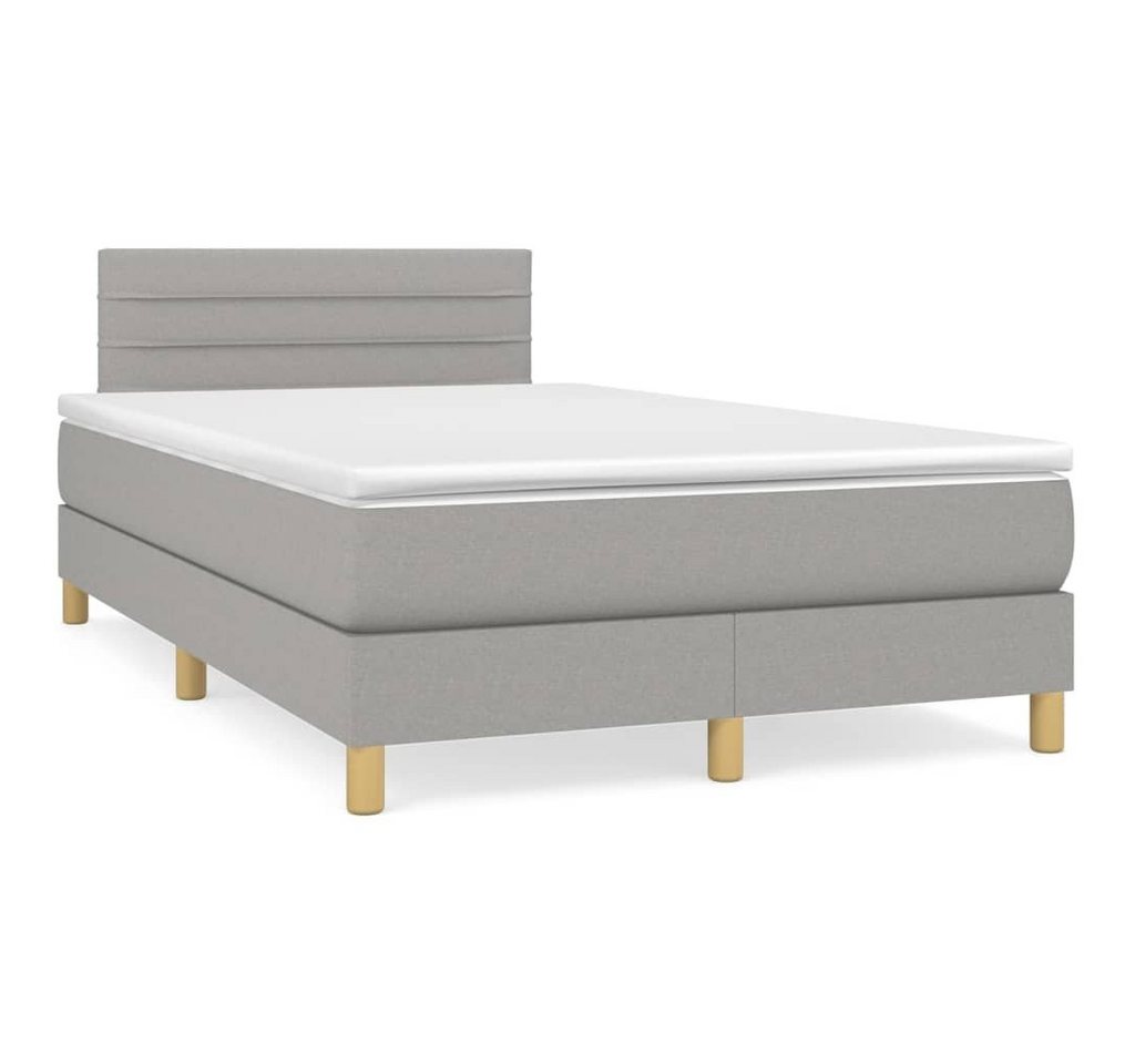 furnicato Bett Boxspringbett mit Matratze Hellgrau 120x200 cm Stoff von furnicato