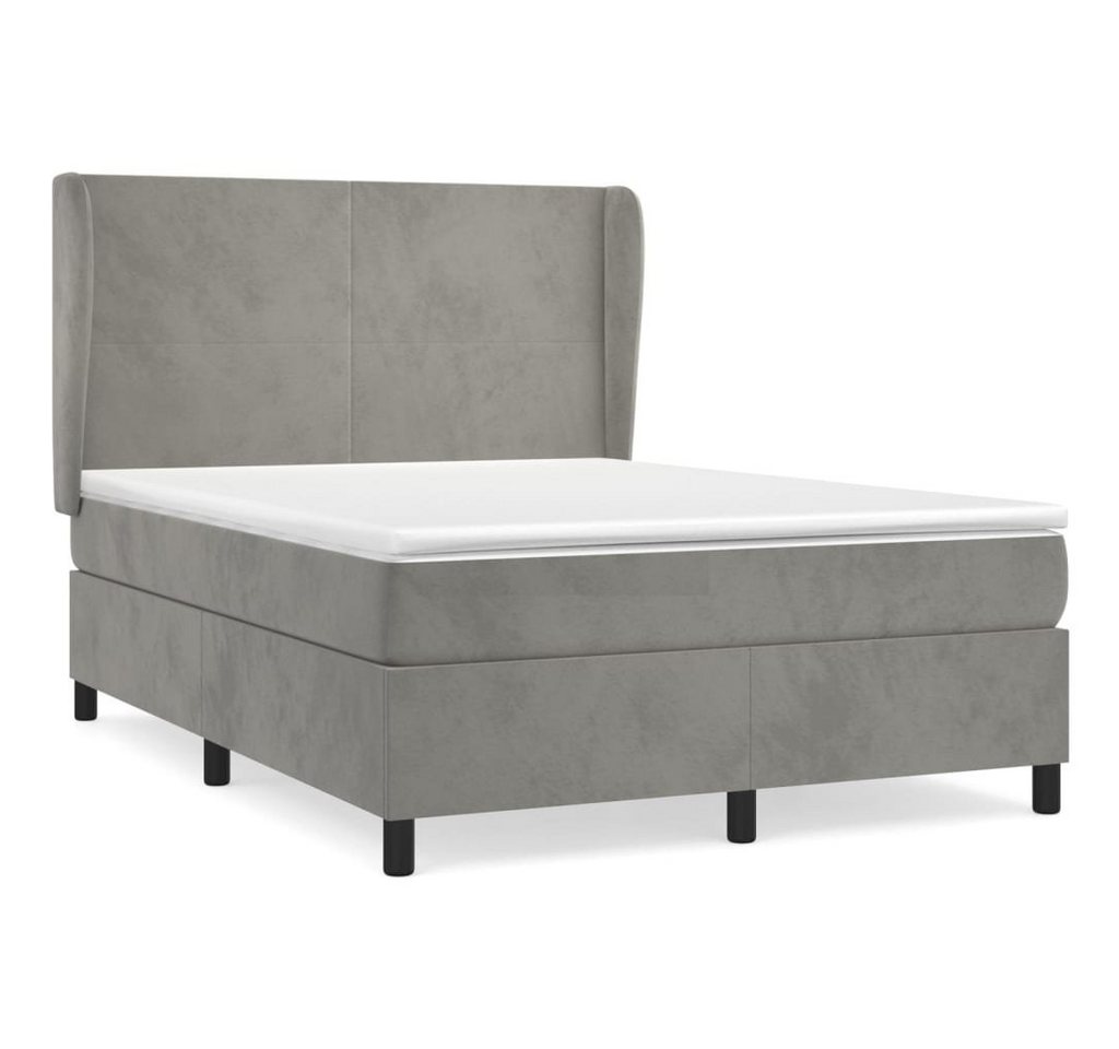 furnicato Bett Boxspringbett mit Matratze Hellgrau 140x190 cm Samt von furnicato