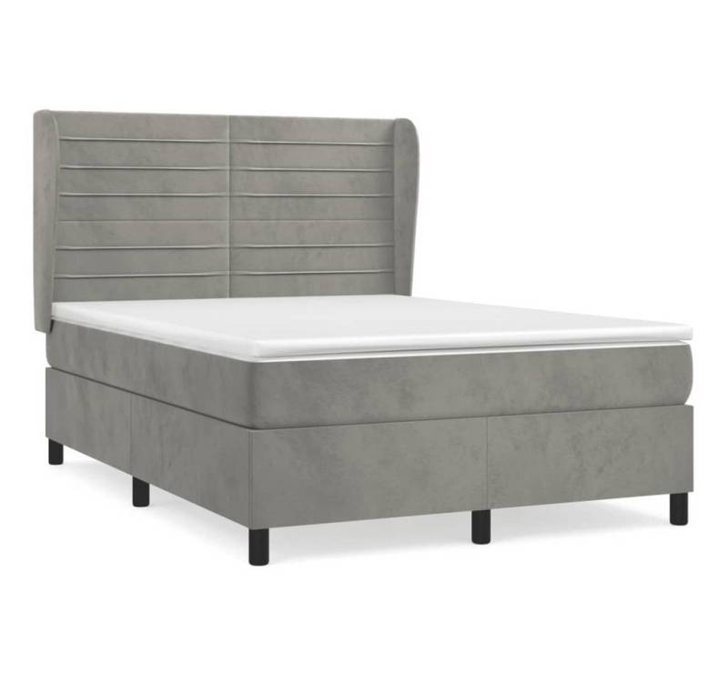 furnicato Bett Boxspringbett mit Matratze Hellgrau 140x200 cm Samt von furnicato