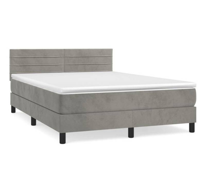 furnicato Bett Boxspringbett mit Matratze Hellgrau 140x200 cm Samt von furnicato