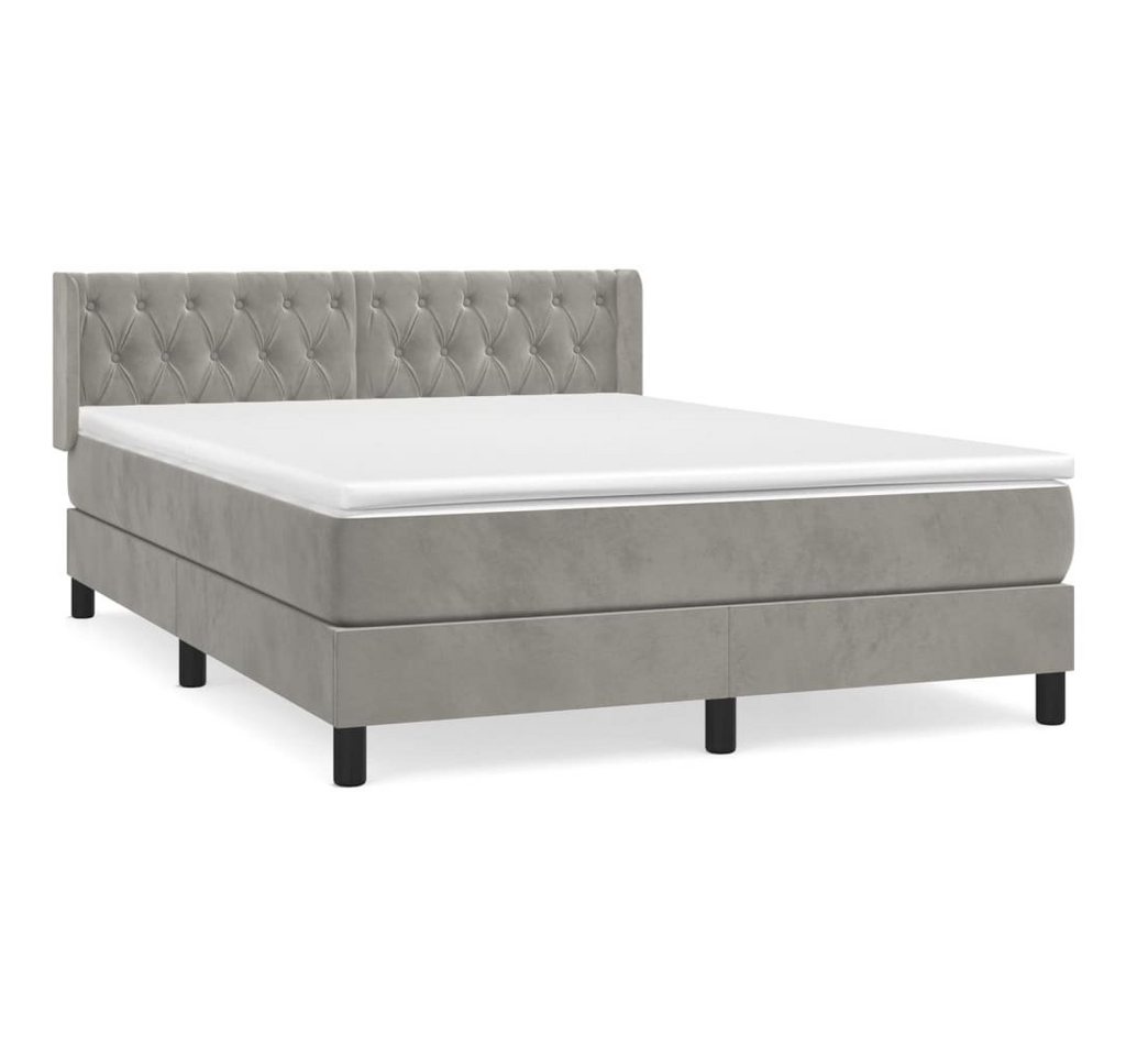 furnicato Bett Boxspringbett mit Matratze Hellgrau 140x200 cm Samt von furnicato