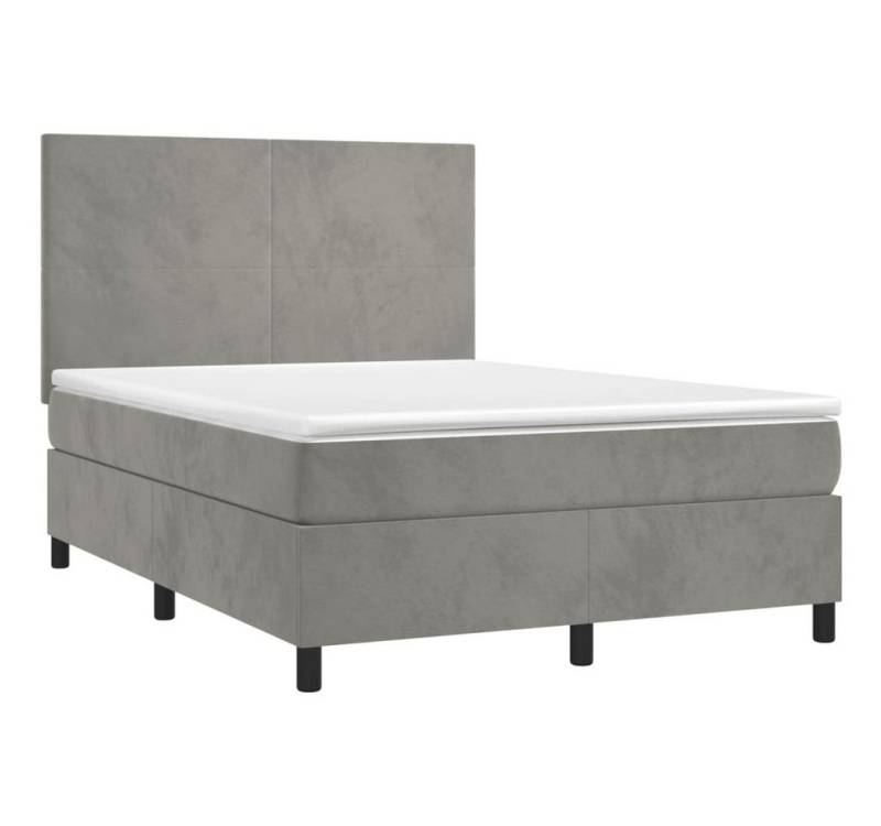 furnicato Bett Boxspringbett mit Matratze Hellgrau 140x200 cm Samt von furnicato