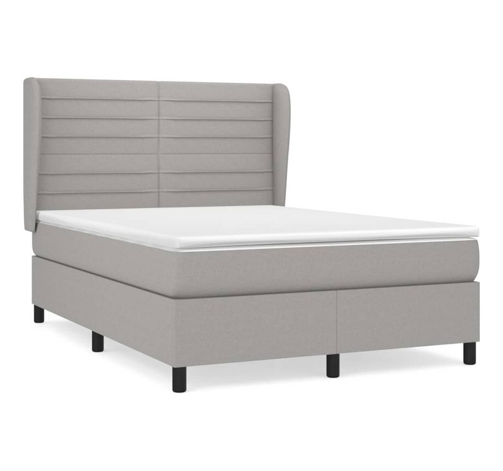 furnicato Bett Boxspringbett mit Matratze Hellgrau 140x200 cm Stoff von furnicato