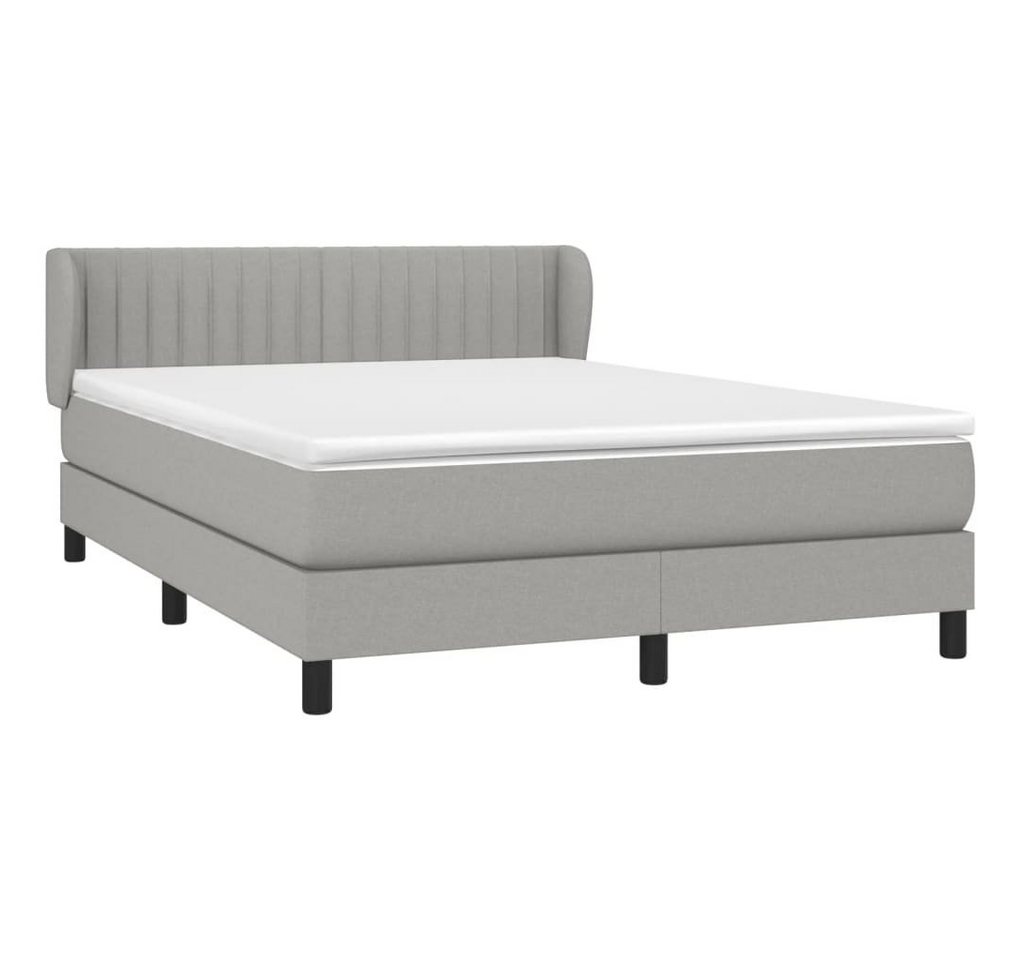 furnicato Bett Boxspringbett mit Matratze Hellgrau 140x200 cm Stoff von furnicato