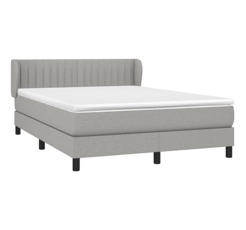 furnicato Bett Boxspringbett mit Matratze Hellgrau 140x200 cm Stoff von furnicato