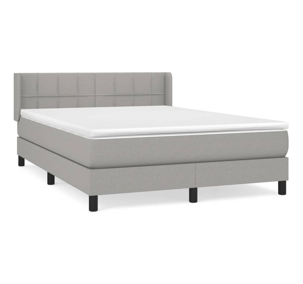 furnicato Bett Boxspringbett mit Matratze Hellgrau 140x200 cm Stoff von furnicato