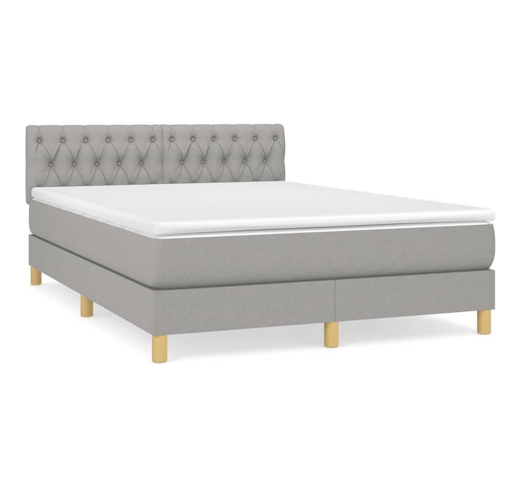 furnicato Bett Boxspringbett mit Matratze Hellgrau 140x200 cm Stoff von furnicato