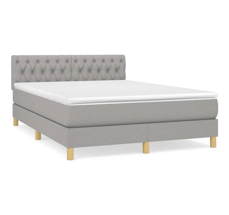 furnicato Bett Boxspringbett mit Matratze Hellgrau 140x200 cm Stoff von furnicato