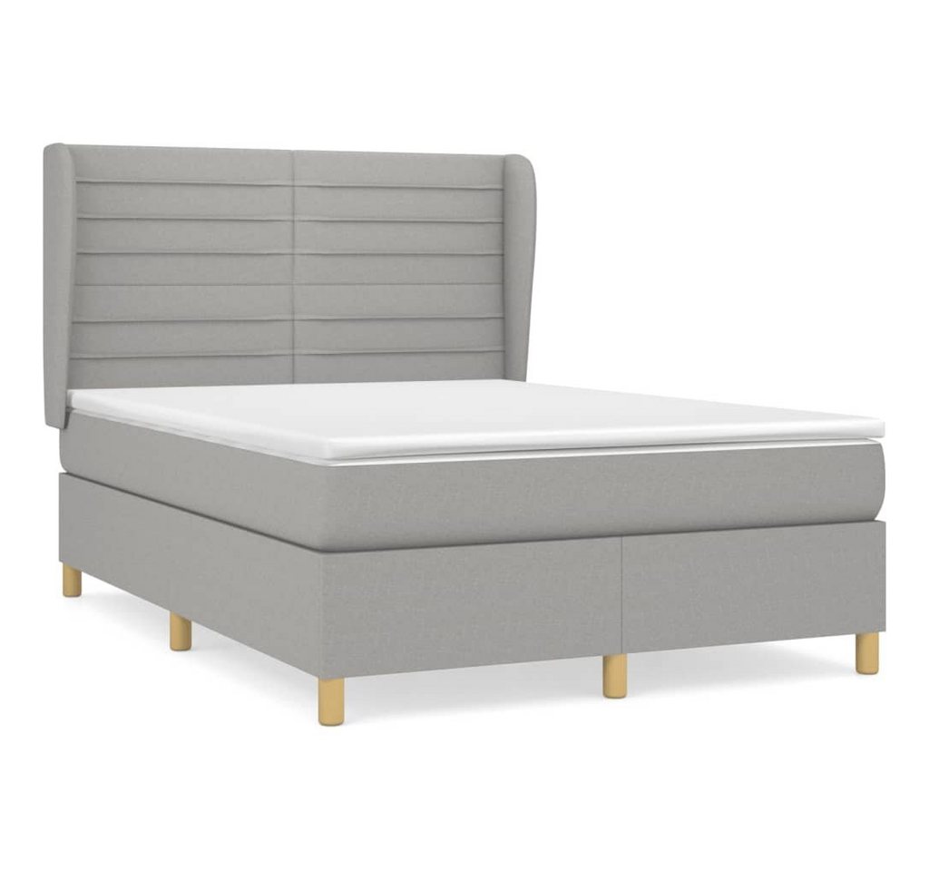 furnicato Bett Boxspringbett mit Matratze Hellgrau 140x200 cm Stoff von furnicato