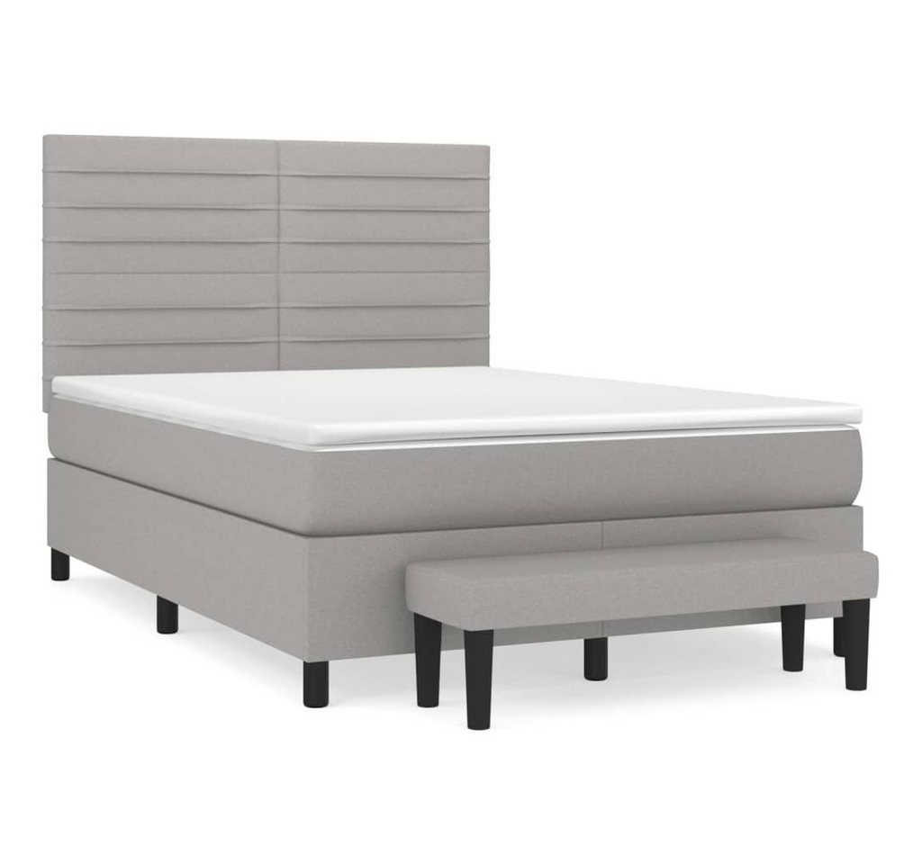 furnicato Bett Boxspringbett mit Matratze Hellgrau 140x200 cm Stoff von furnicato