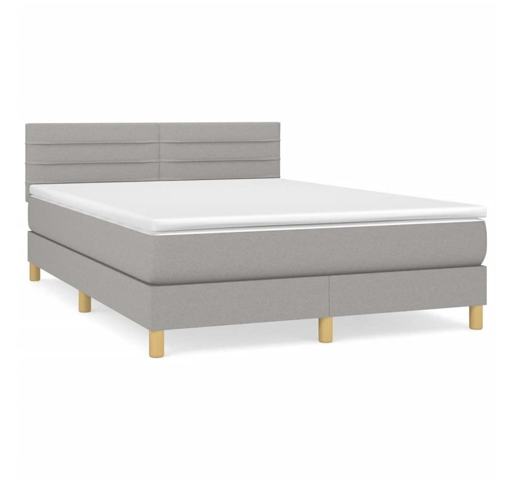 furnicato Bett Boxspringbett mit Matratze Hellgrau 140x200 cm Stoff von furnicato