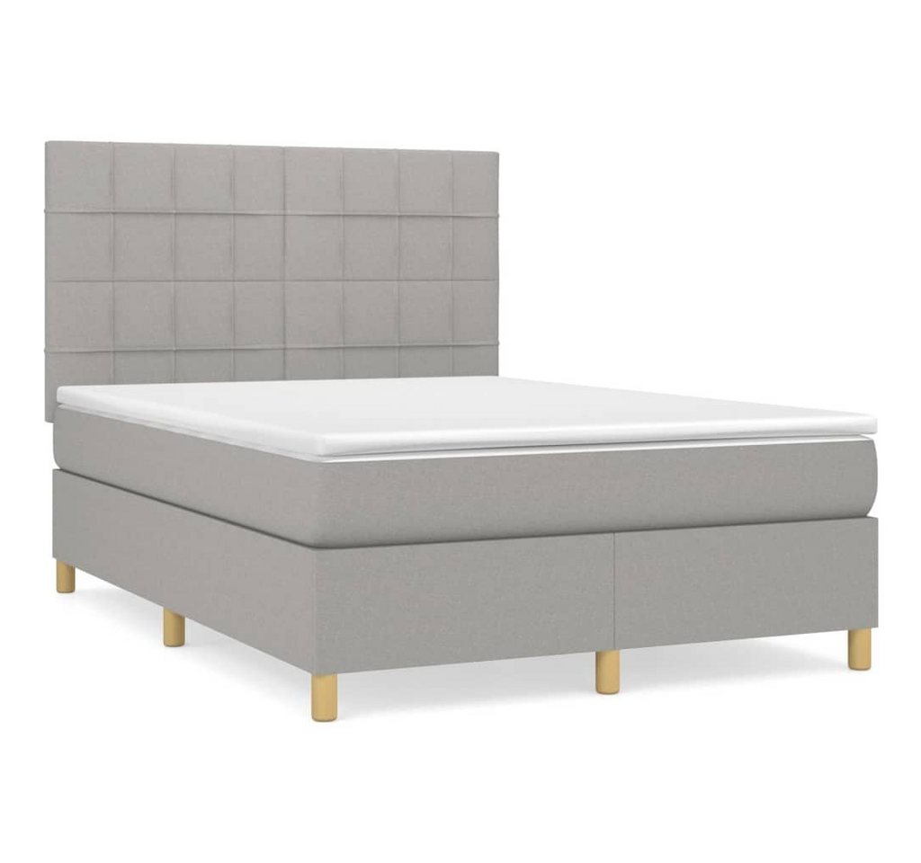 furnicato Bett Boxspringbett mit Matratze Hellgrau 140x200 cm Stoff von furnicato