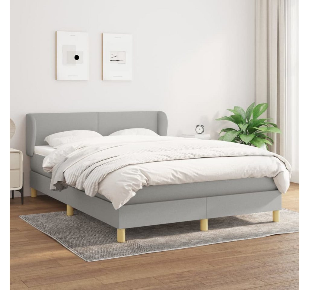 furnicato Bett Boxspringbett mit Matratze Hellgrau 140x200 cm Stoff von furnicato