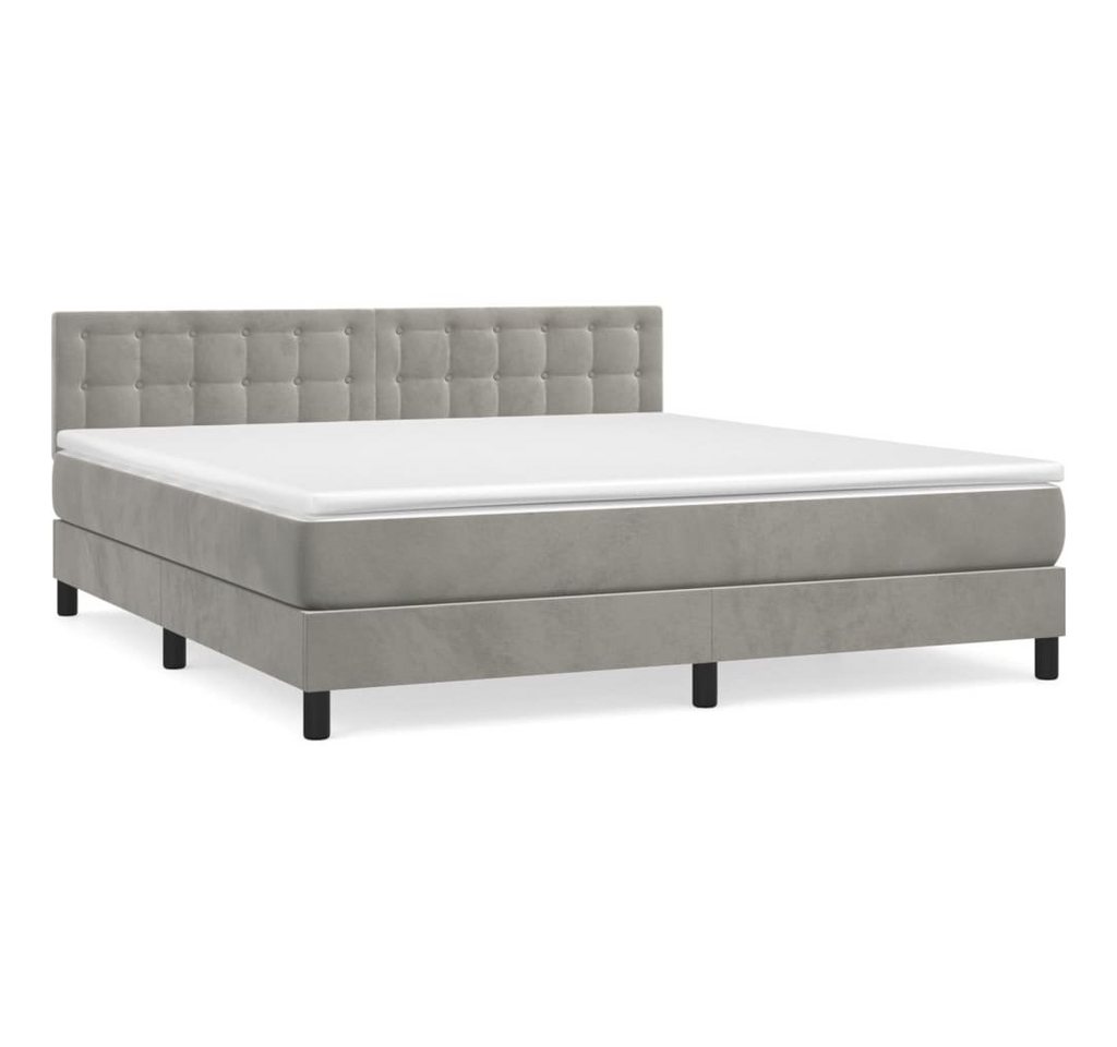 furnicato Bett Boxspringbett mit Matratze Hellgrau 160x200 cm Samt von furnicato