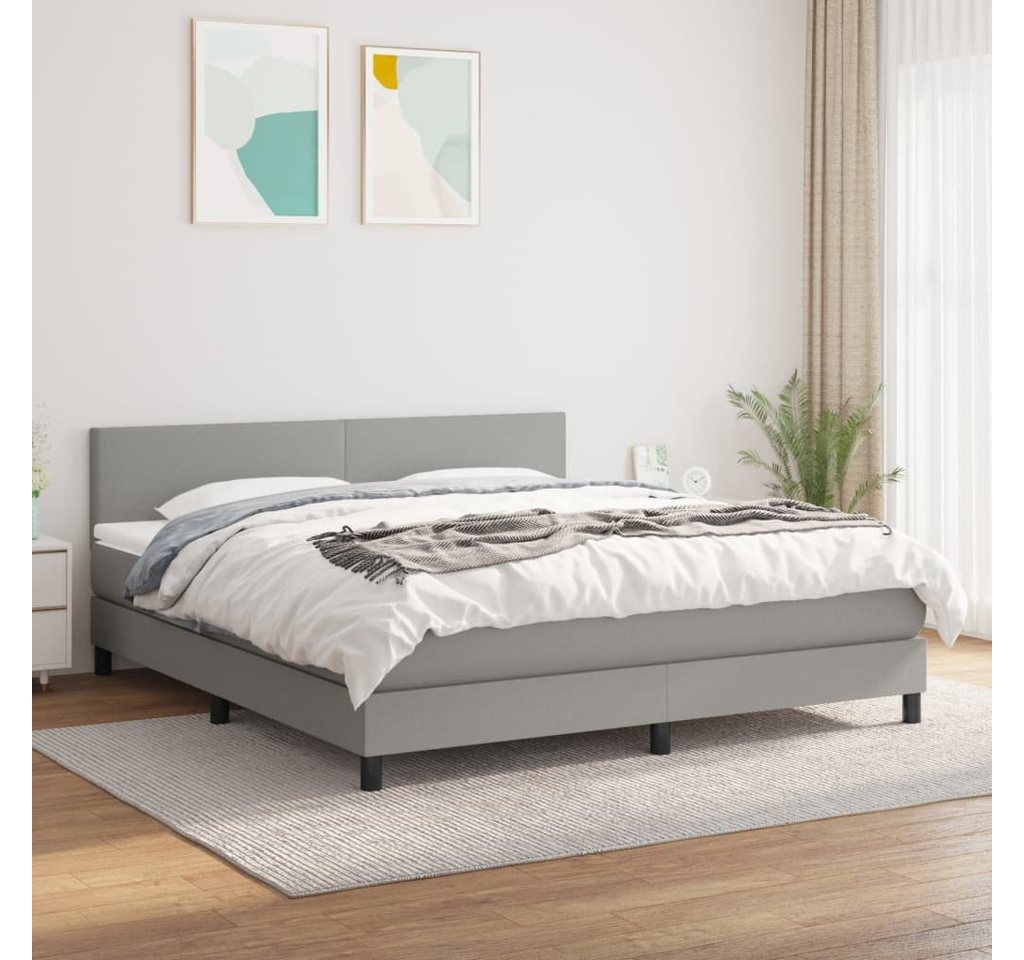 furnicato Bett Boxspringbett mit Matratze Hellgrau 160x200 cm Stoff von furnicato