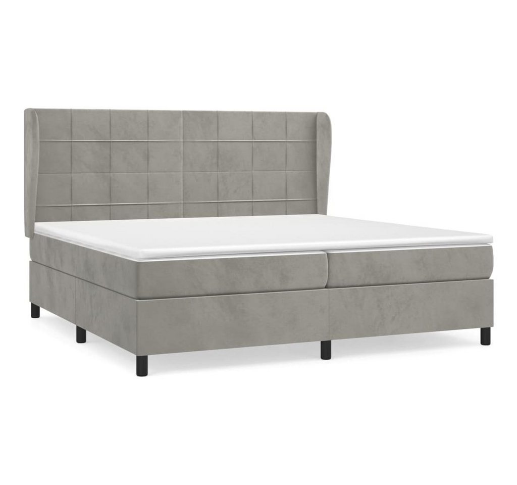 furnicato Bett Boxspringbett mit Matratze Hellgrau 200x200 cm Samt von furnicato