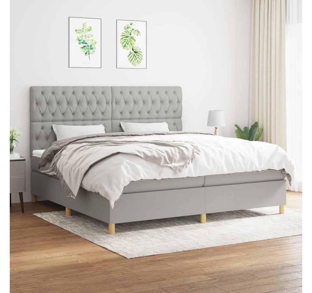 furnicato Bett Boxspringbett mit Matratze Hellgrau 200x200 cm Stoff von furnicato