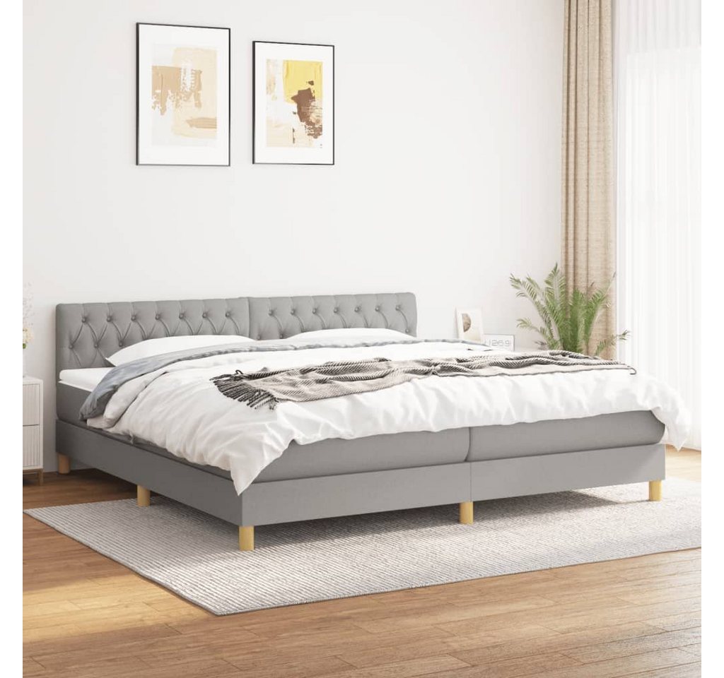 furnicato Bett Boxspringbett mit Matratze Hellgrau 200x200 cm Stoff von furnicato