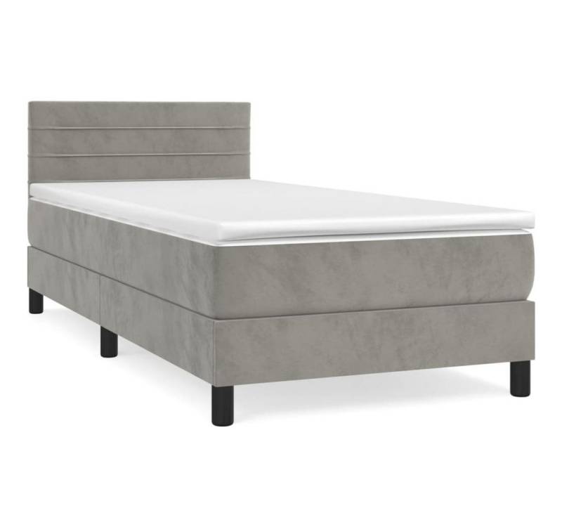 furnicato Bett Boxspringbett mit Matratze Hellgrau 90x200 cm Samt (1-tlg) von furnicato