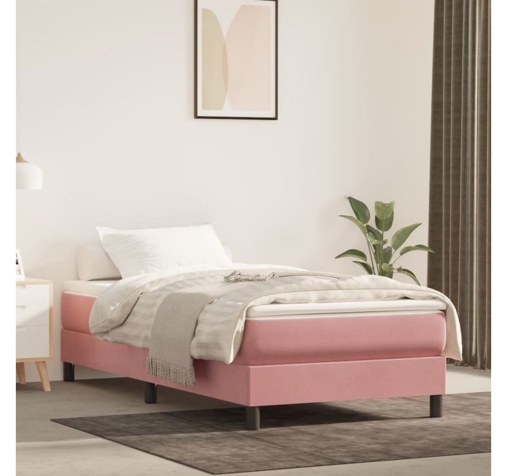 furnicato Bett Boxspringbett mit Matratze Rosa 90x200 cm Samt von furnicato