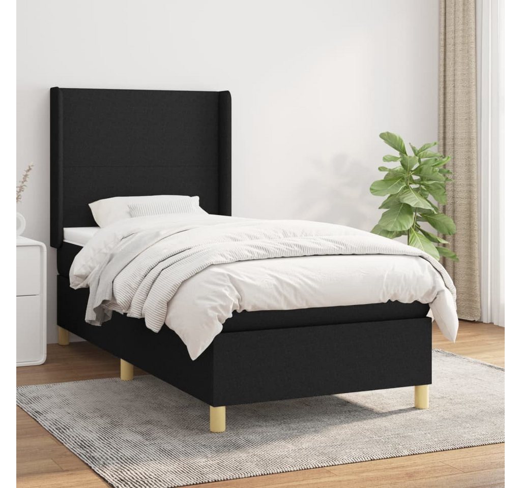 furnicato Bett Boxspringbett mit Matratze Schwarz 100x200 cm Stoff von furnicato