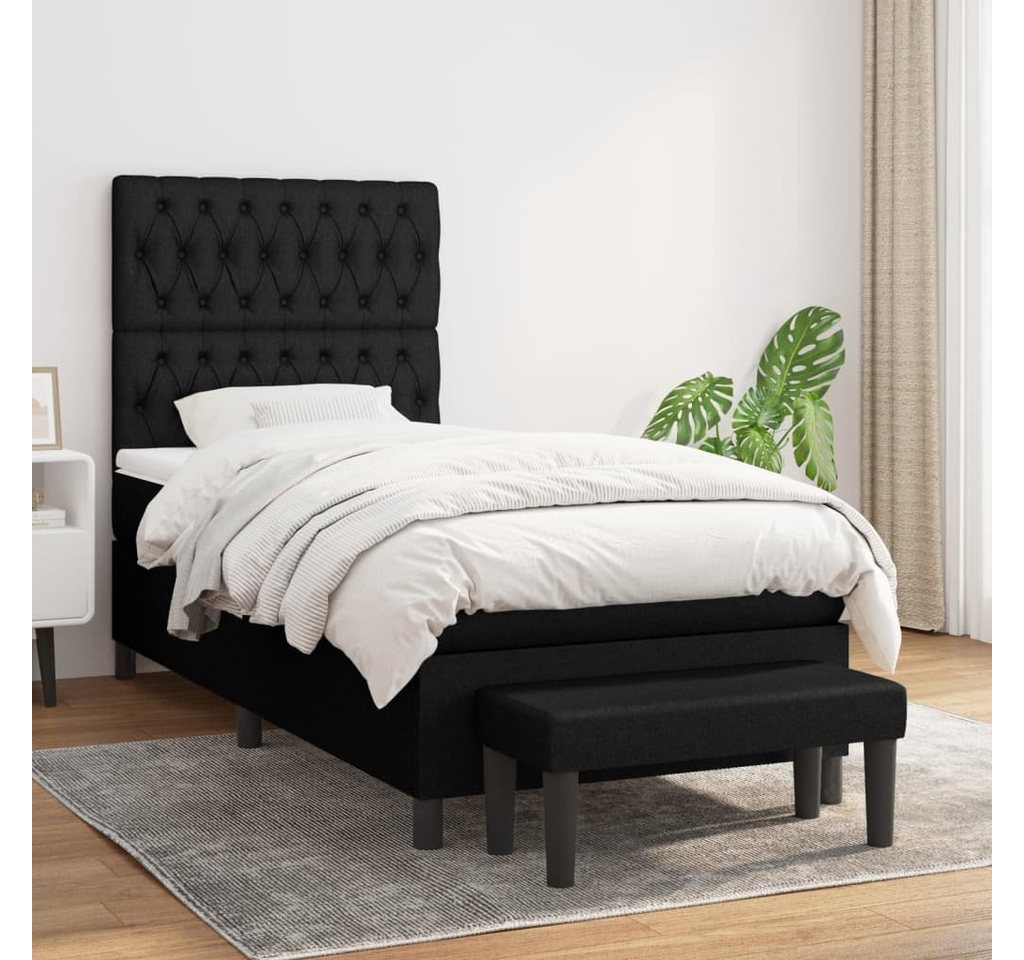 furnicato Bett Boxspringbett mit Matratze Schwarz 100x200 cm Stoff von furnicato