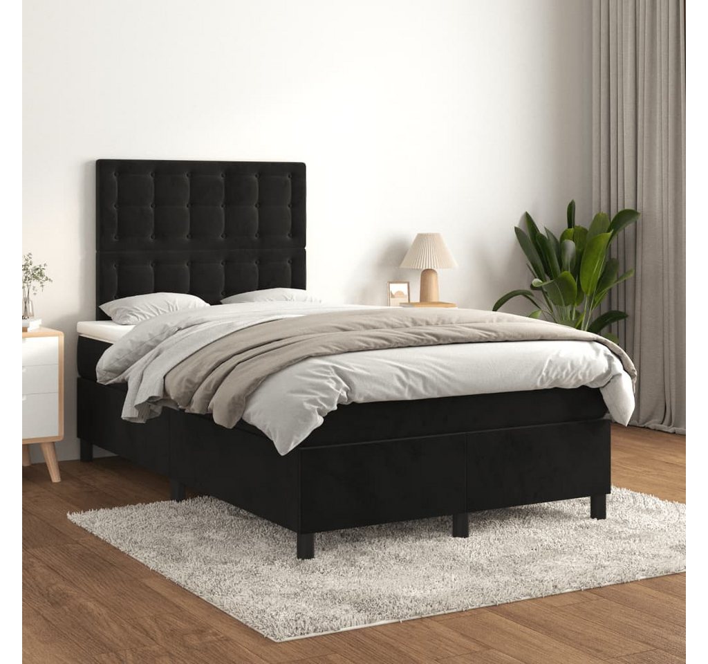 furnicato Bett Boxspringbett mit Matratze Schwarz 120x200 cm Samt von furnicato