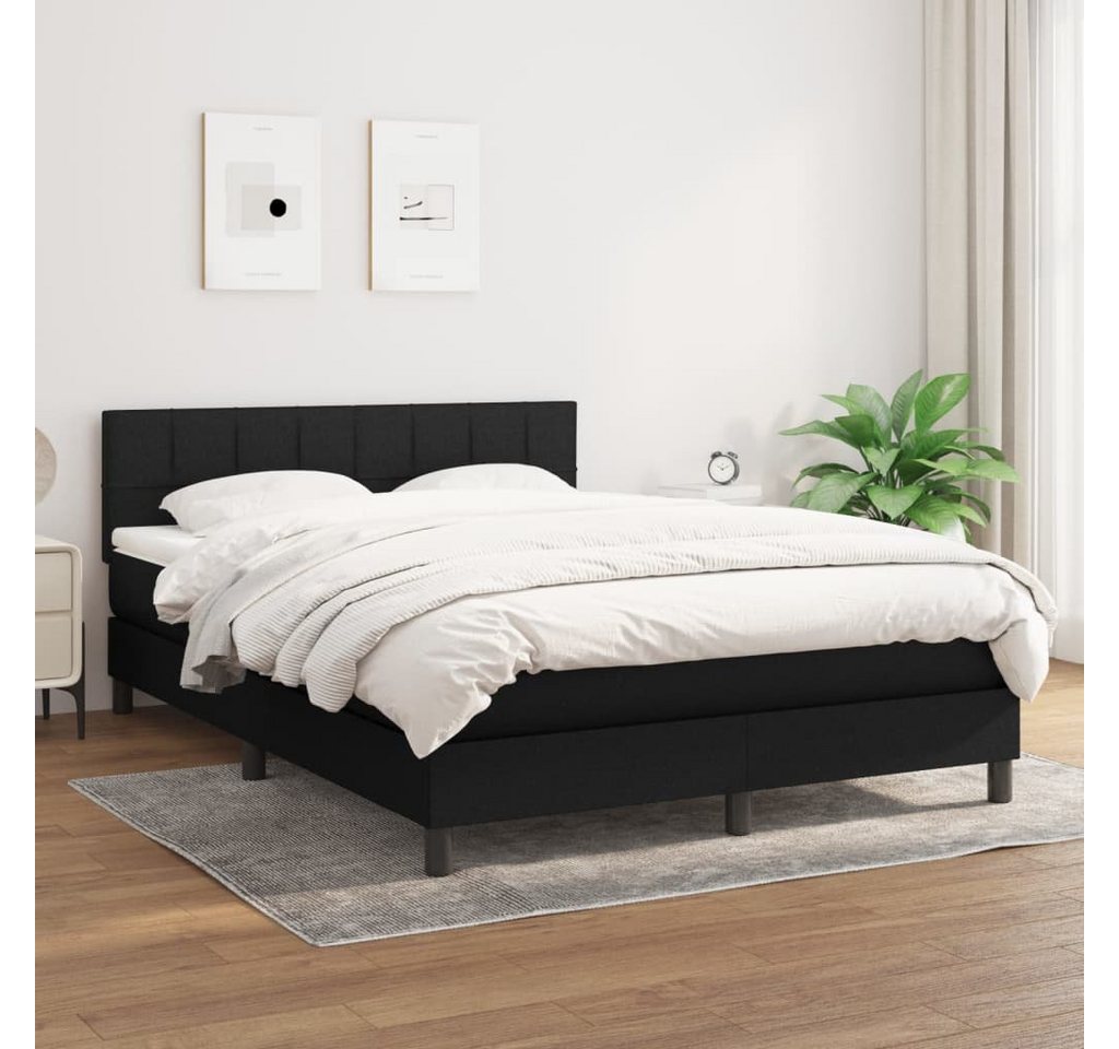 furnicato Bett Boxspringbett mit Matratze Schwarz 140x190 cm Stoff von furnicato