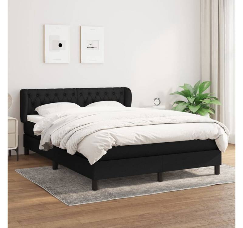 furnicato Bett Boxspringbett mit Matratze Schwarz 140x190 cm Stoff von furnicato