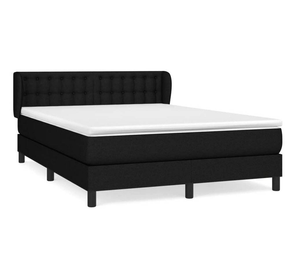 furnicato Bett Boxspringbett mit Matratze Schwarz 140x200 cm Stoff von furnicato