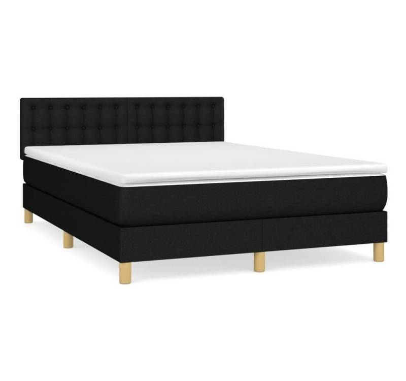 furnicato Bett Boxspringbett mit Matratze Schwarz 140x200 cm Stoff von furnicato