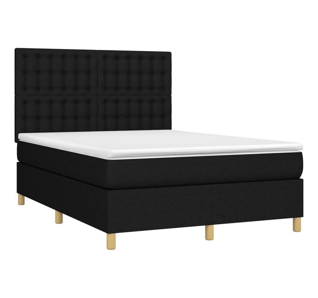 furnicato Bett Boxspringbett mit Matratze Schwarz 140x200 cm Stoff von furnicato
