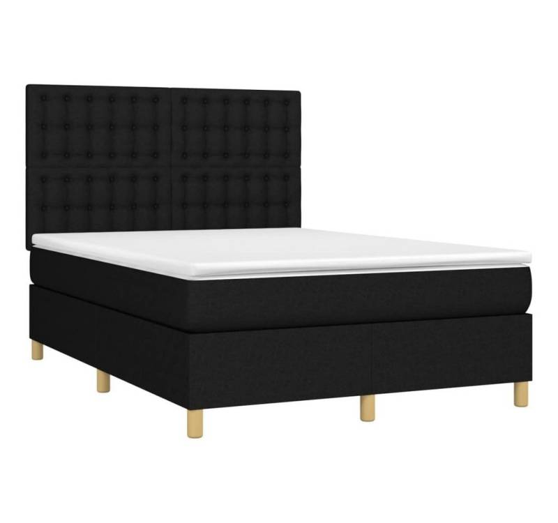 furnicato Bett Boxspringbett mit Matratze Schwarz 140x200 cm Stoff von furnicato