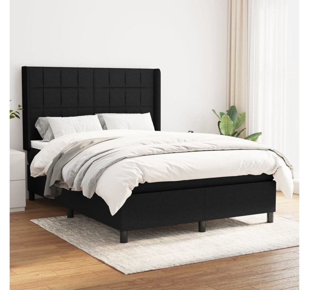 furnicato Bett Boxspringbett mit Matratze Schwarz 140x200 cm Stoff von furnicato