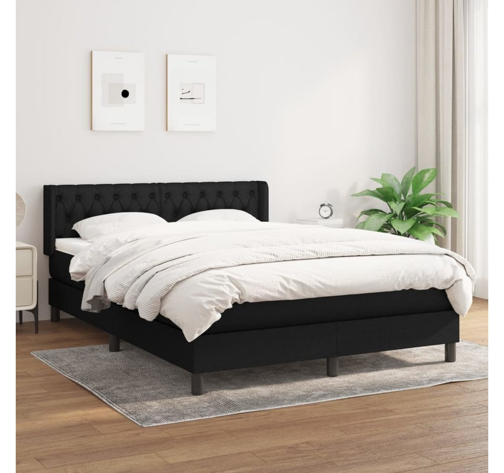 furnicato Bett Boxspringbett mit Matratze Schwarz 140x200 cm Stoff von furnicato