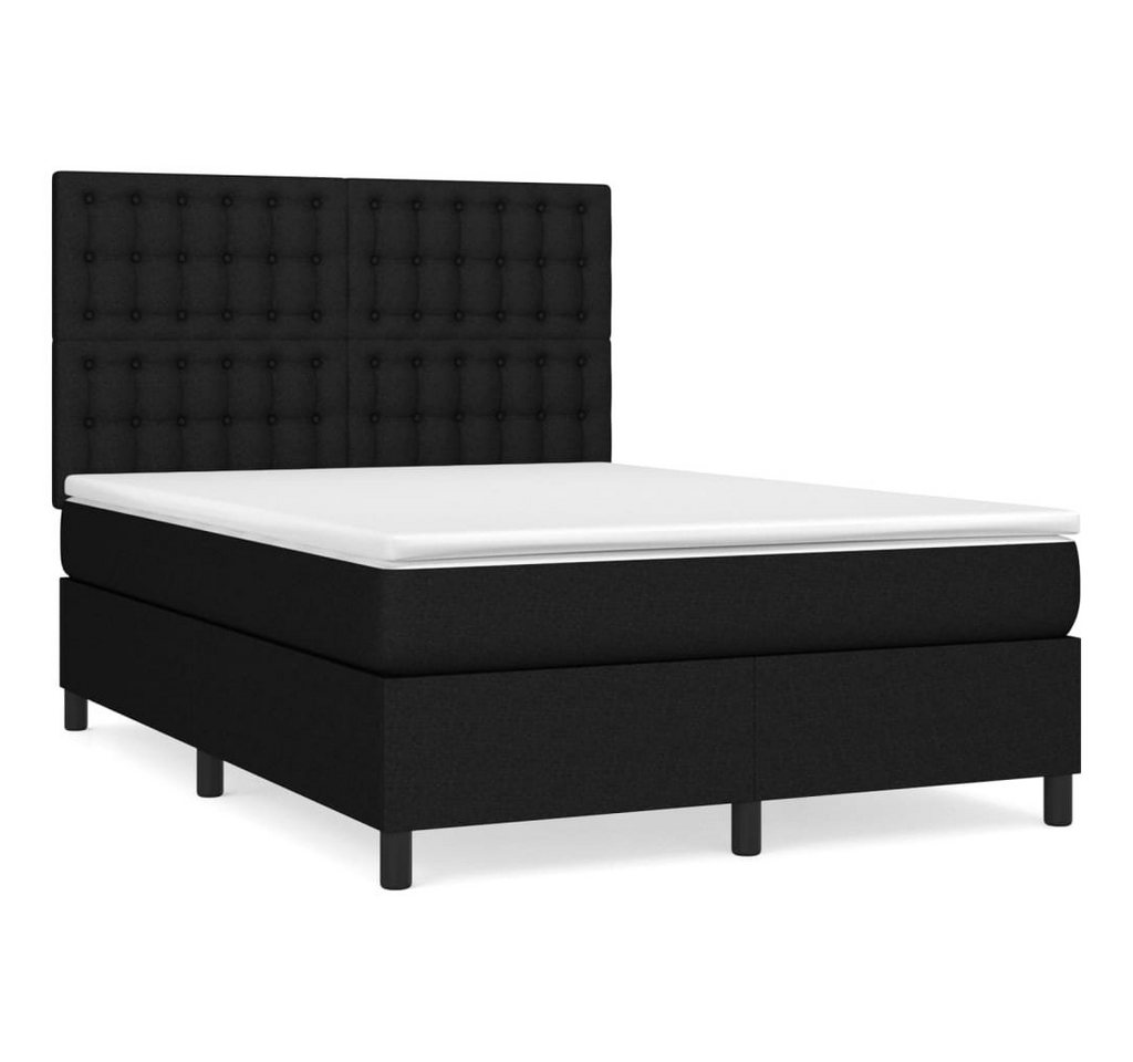 furnicato Bett Boxspringbett mit Matratze Schwarz 140x200 cm Stoff von furnicato