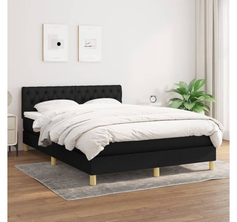 furnicato Bett Boxspringbett mit Matratze Schwarz 140x200 cm Stoff von furnicato
